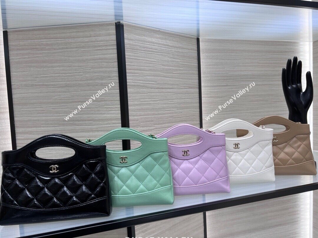 Chanel Shiny Lambskin East-West Mini 31 Shopping Bag AS3656 Green 2024 (YEZI-2404221)