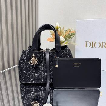 Dior Small Dior Toujours Bag in Black Cannage Tweed 2822 2024 (XXG-24110811)