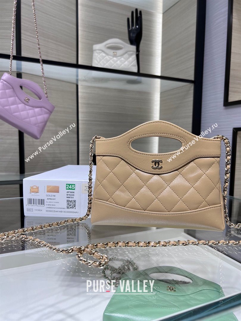 Chanel Shiny Lambskin East-West Mini 31 Shopping Bag AS3656 Beige 2024 (MD-24042221)