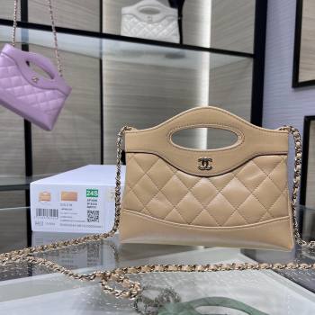 Chanel Shiny Lambskin East-West Mini 31 Shopping Bag AS3656 Beige 2024 (MD-24042221)