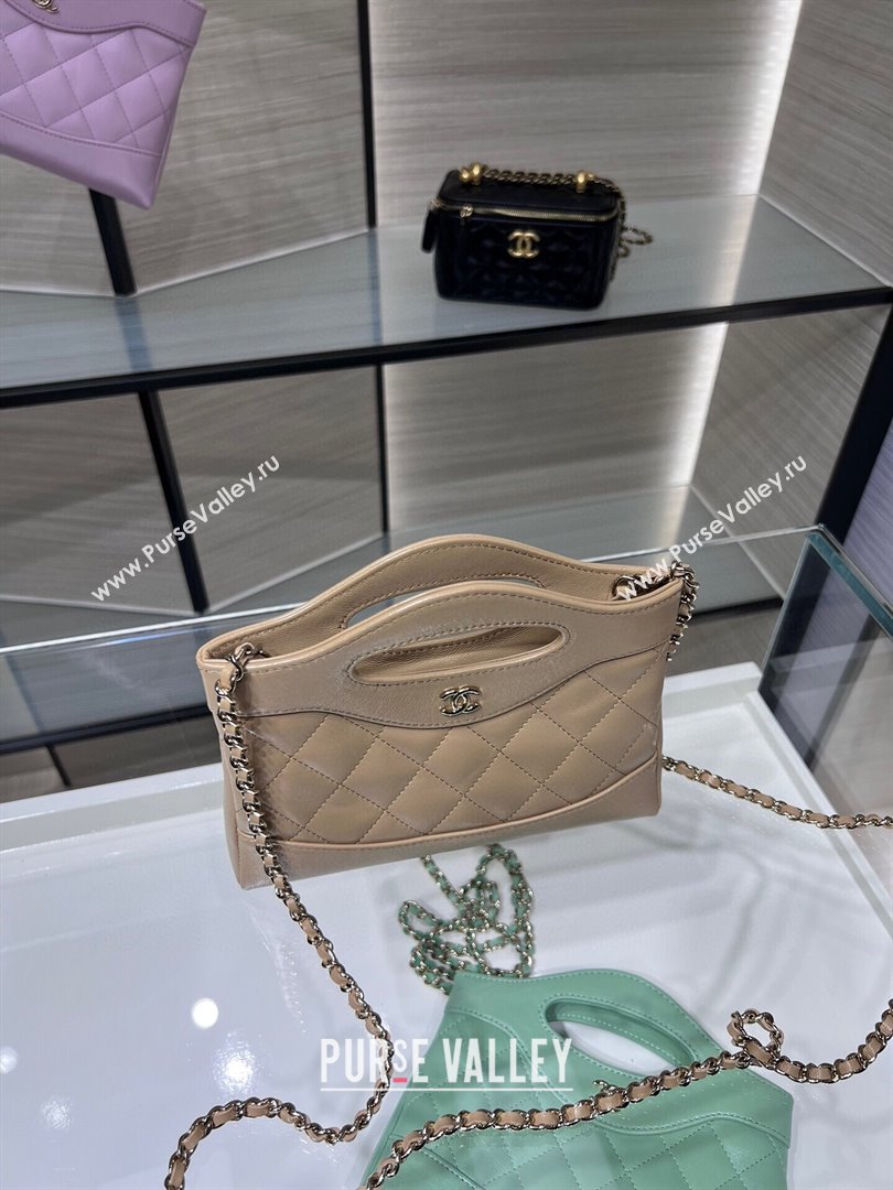 Chanel Shiny Lambskin East-West Mini 31 Shopping Bag AS3656 Beige 2024 (MD-24042221)