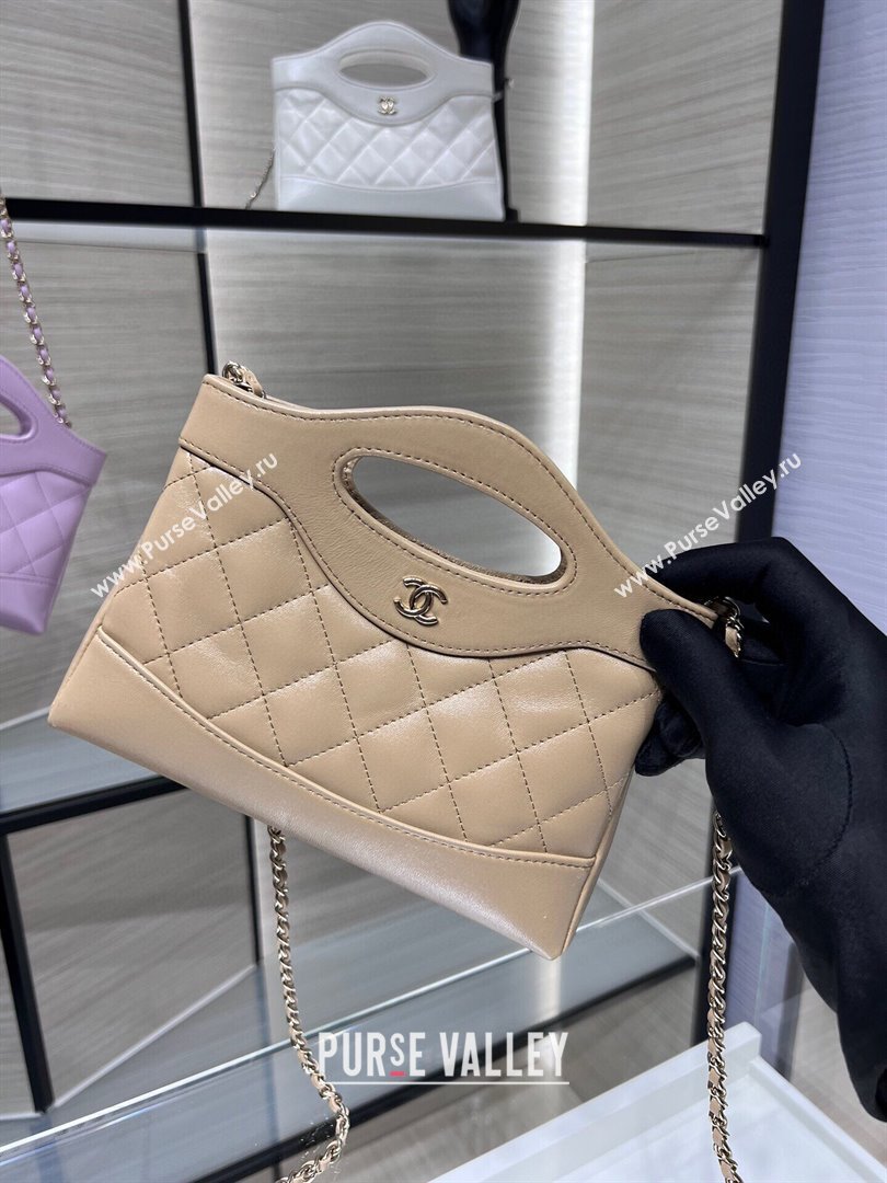 Chanel Shiny Lambskin East-West Mini 31 Shopping Bag AS3656 Beige 2024 (MD-24042221)