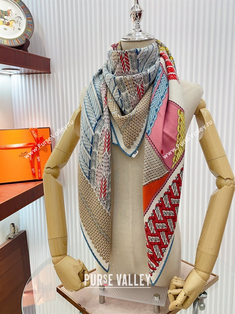 Hermes Cashmere Silk Sqaure Shawl Scarf 140cm H1218 2024 (A-241218)