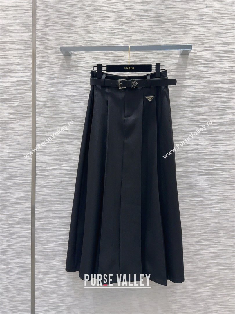 Prada Skirt with Belt P92509 Black 2024 (Q-24092509)