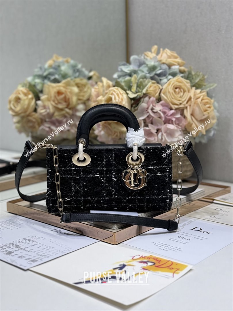 Dior Small Lady D-Joy Bag in Black Cannage Tweed 0910/0540 2024 (XXG-24110812)