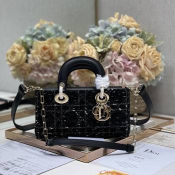 Dior Small Lady D-Joy Bag in Black Cannage Tweed 0910/0540 2024 (XXG-24110812)