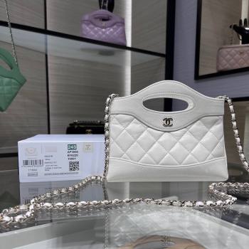 Chanel Shiny Lambskin East-West Mini 31 Shopping Bag AS3656 White 2024 (YEZI-24042219)