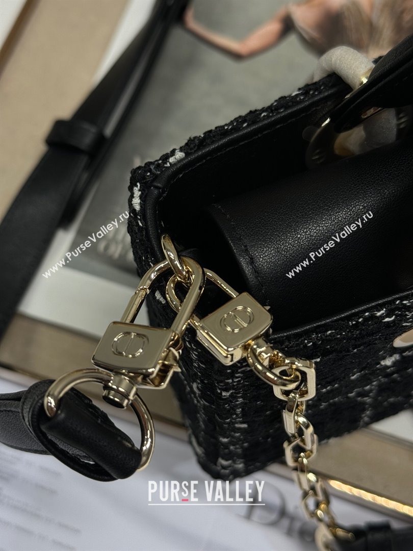 Dior Small Lady D-Joy Bag in Black Cannage Tweed 0910/0540 2024 (XXG-24110812)