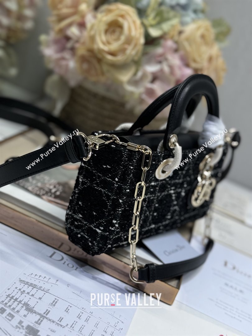 Dior Small Lady D-Joy Bag in Black Cannage Tweed 0910/0540 2024 (XXG-24110812)