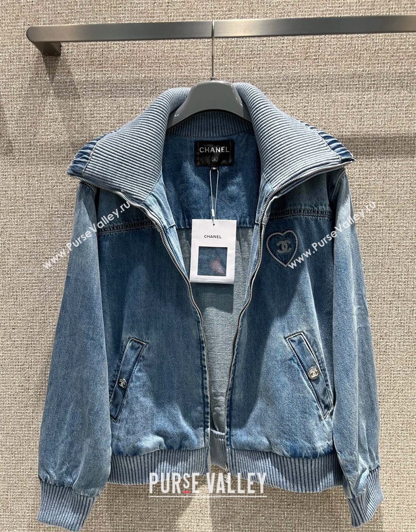 Chanel Coco Beach Denim Jacket Blue 2025 0620 (QI-250620044)