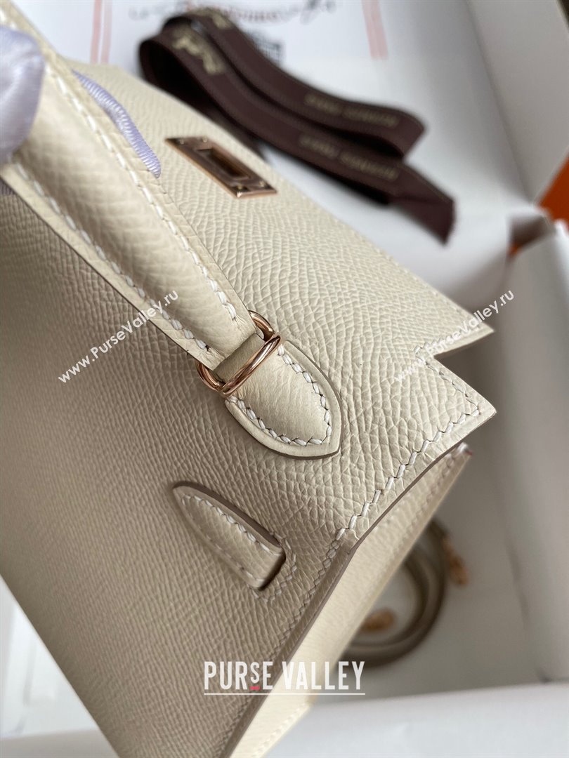 Hermes Mini Kelly II Bag 19cm in Original Epsom Leather Milk Shake White/Red/Gold 2024 (Full Handmade) (XYA-24022928)
