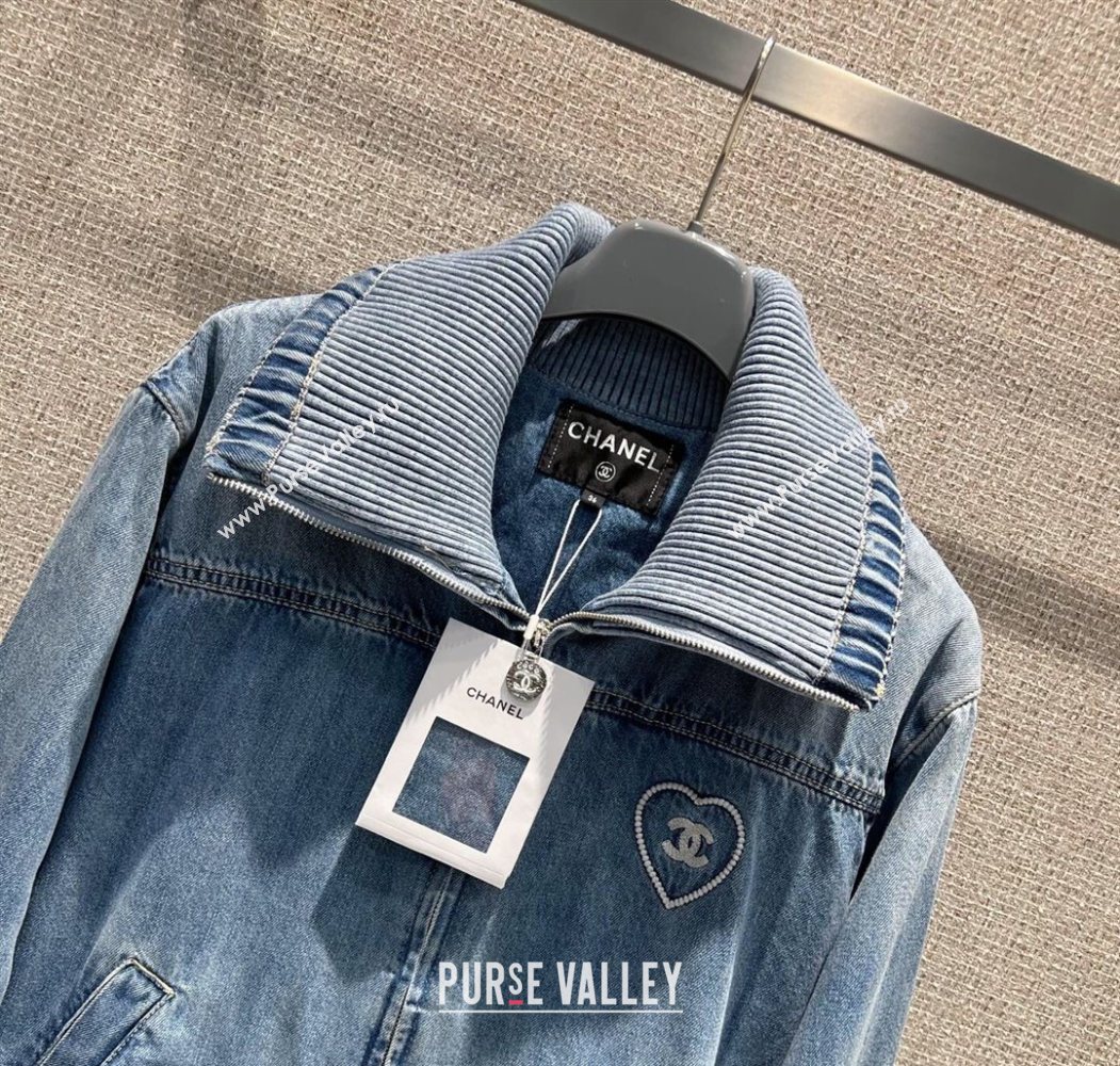 Chanel Coco Beach Denim Jacket Blue 2025 0620 (QI-250620044)