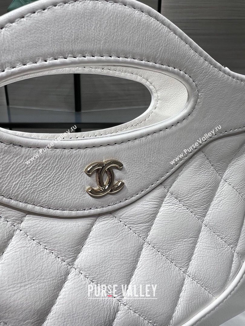 Chanel Shiny Lambskin East-West Mini 31 Shopping Bag AS3656 White 2024 (YEZI-24042219)