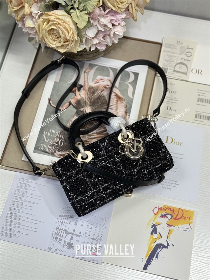 Dior Small Lady D-Joy Bag in Black Cannage Tweed 0910/0540 2024 (XXG-24110812)