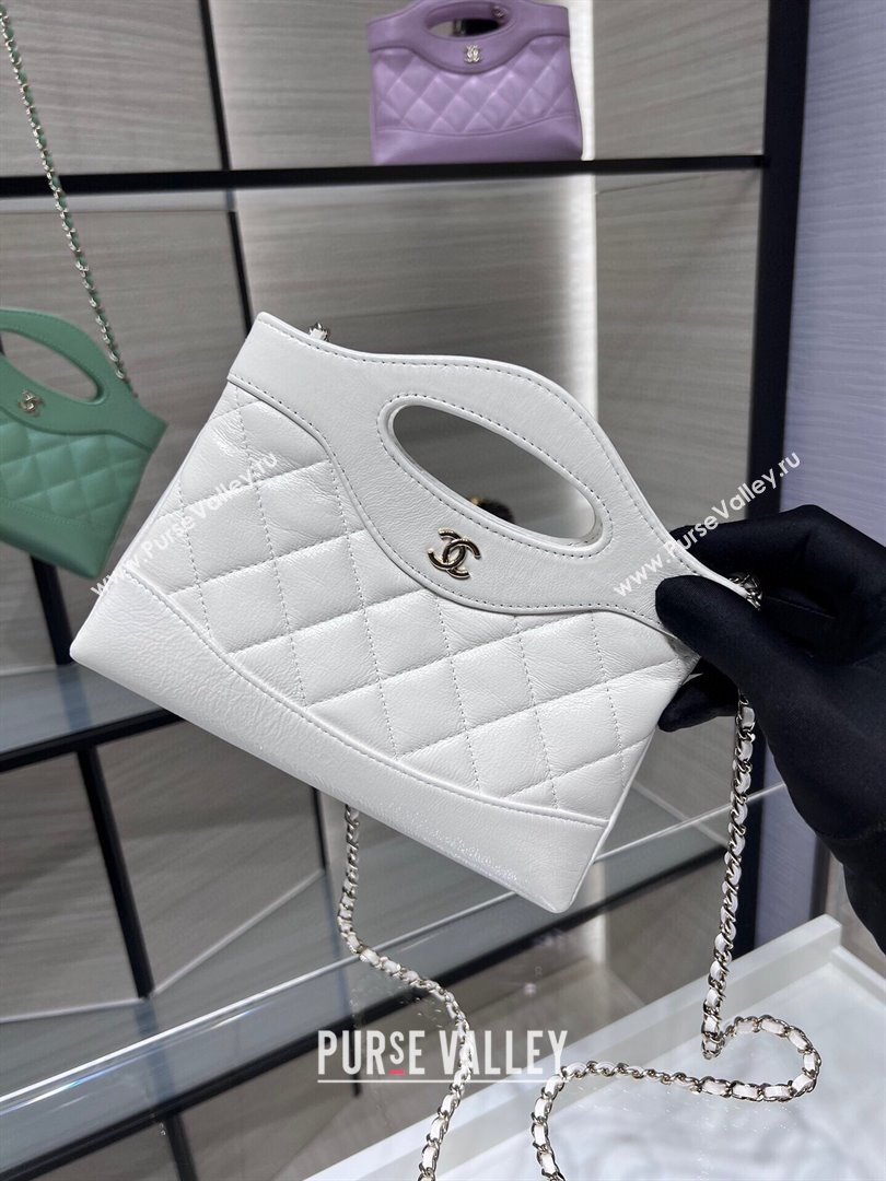 Chanel Shiny Lambskin East-West Mini 31 Shopping Bag AS3656 White 2024 (YEZI-24042219)