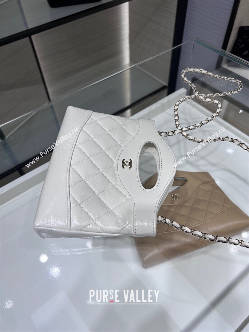 Chanel Shiny Lambskin East-West Mini 31 Shopping Bag AS3656 White 2024 (YEZI-24042219)