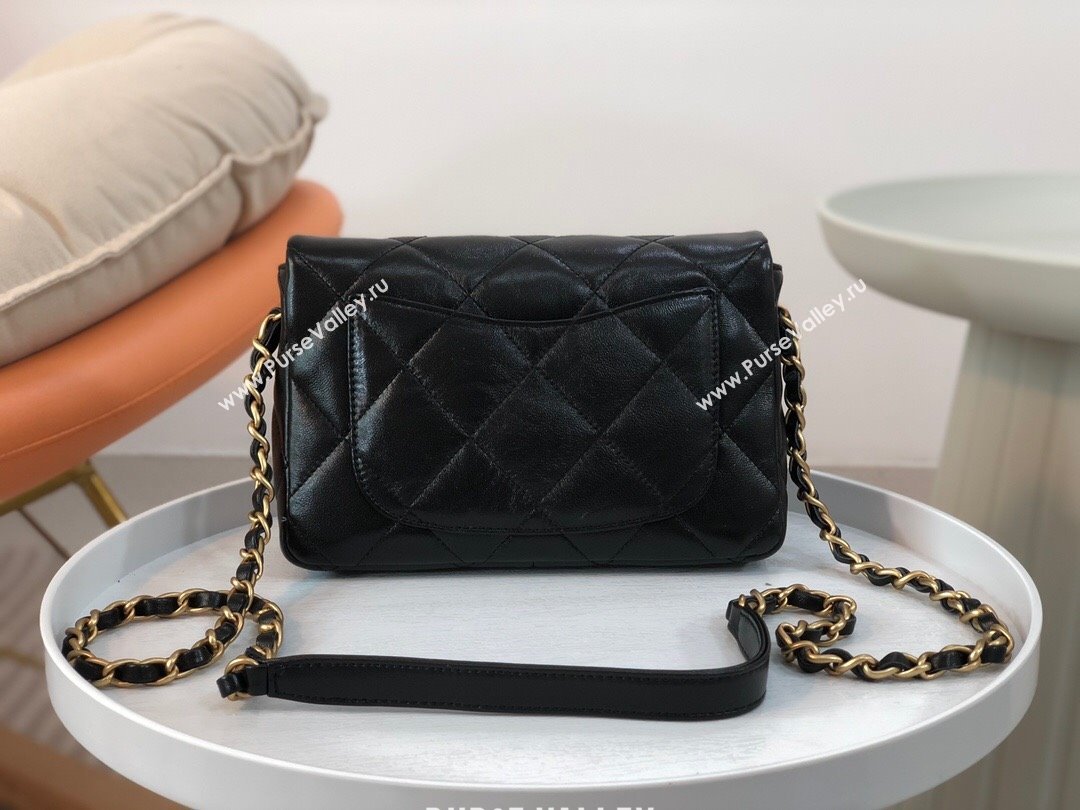 Chanel Quilted Lambskin Small Flap Bag with Heart CC AS3986 Black 2023 Top (SM-23101207)