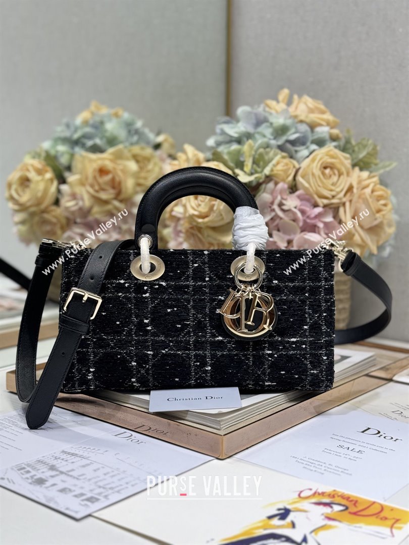 Dior Medium Lady D-Joy Bag in Black Cannage Tweed 0613/0540 2024 (XXG-24110813)