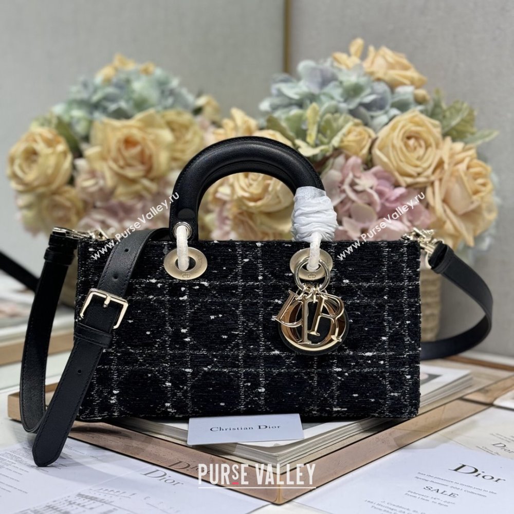 Dior Medium Lady D-Joy Bag in Black Cannage Tweed 0613/0540 2024 (XXG-24110813)