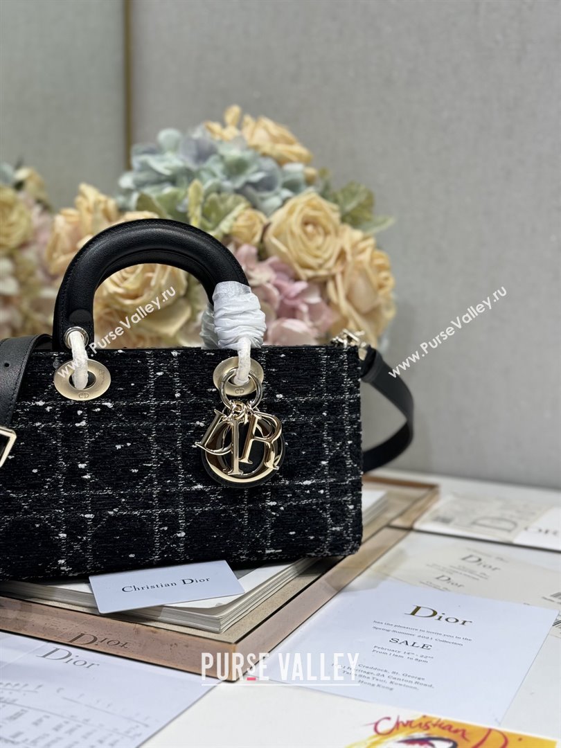 Dior Medium Lady D-Joy Bag in Black Cannage Tweed 0613/0540 2024 (XXG-24110813)