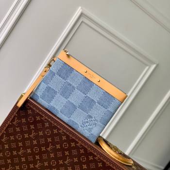 Louis Vuitton Pochette To-Go Clutch Bag in Monogram Denim 100% GOTS-certified Cotton M82313 Blue 2024 (K-24061227)