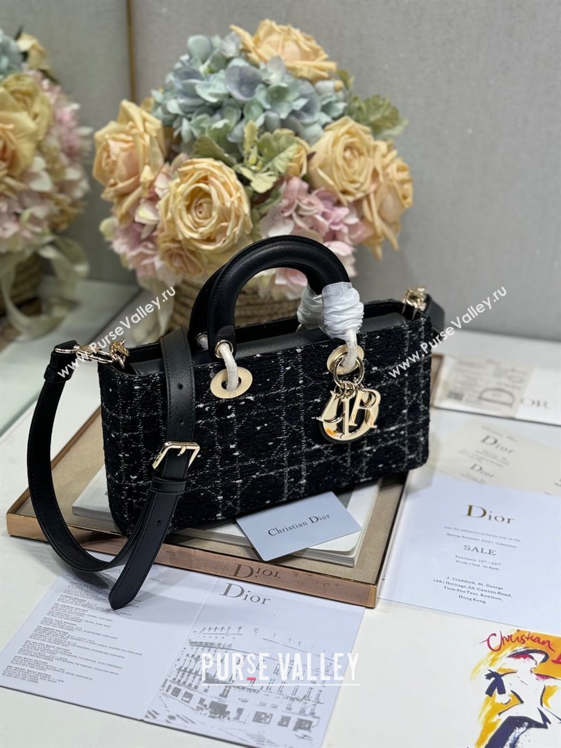 Dior Medium Lady D-Joy Bag in Black Cannage Tweed 0613/0540 2024 (XXG-24110813)