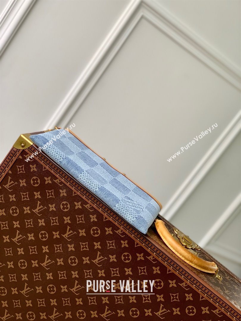 Louis Vuitton Pochette To-Go Clutch Bag in Monogram Denim 100% GOTS-certified Cotton M82313 Blue 2024 (K-24061227)