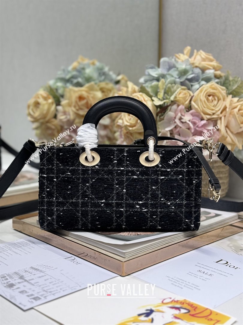 Dior Medium Lady D-Joy Bag in Black Cannage Tweed 0613/0540 2024 (XXG-24110813)