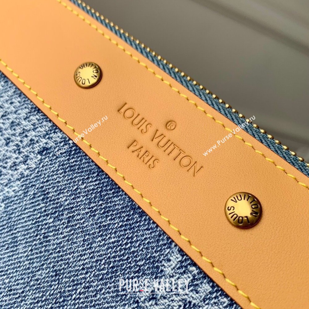 Louis Vuitton Pochette To-Go Clutch Bag in Monogram Denim 100% GOTS-certified Cotton M82313 Blue 2024 (K-24061227)