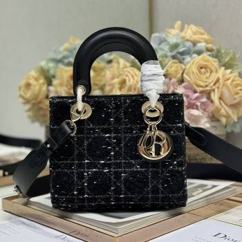 Dior Small Lady Dior Bag in Black Cannage Tweed 0538 2024 (XXG-24110815)