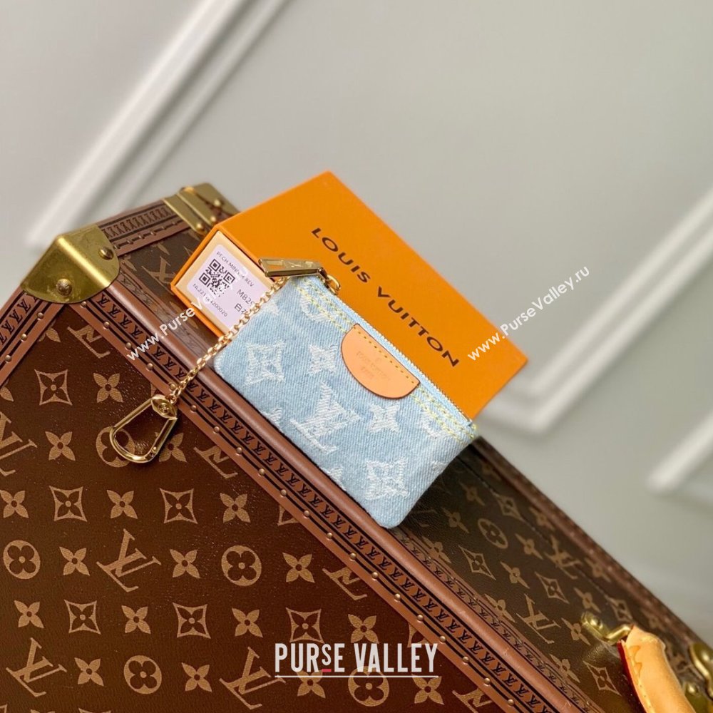 Louis Vuitton Key Pouch in Monogram Denim 100% GOTS-certified Cotton M82961 Blue 2024 (K-24061230)