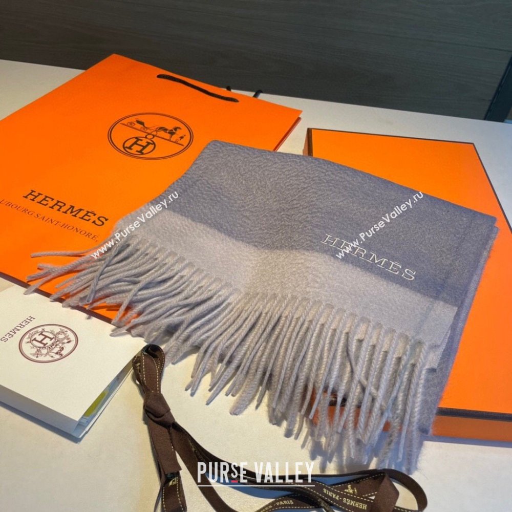 Hermes Cashmere Long Scarf 30x185cm H11707 Grey 2023 (A-23111707)