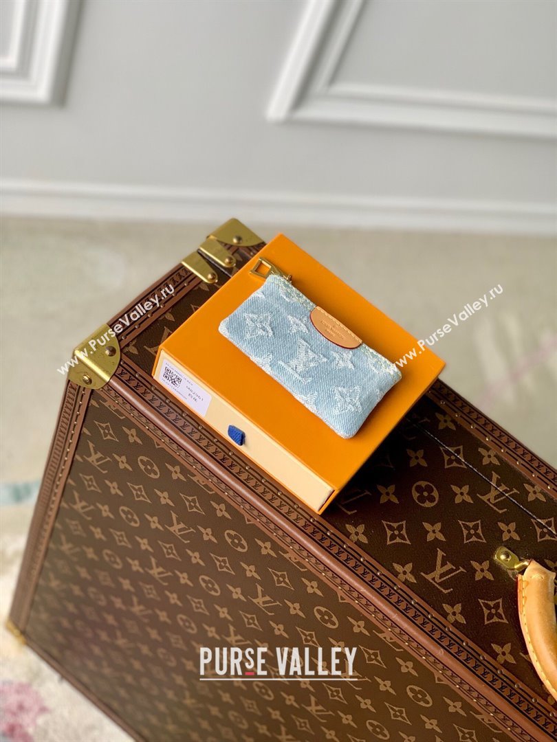 Louis Vuitton Key Pouch in Monogram Denim 100% GOTS-certified Cotton M82961 Blue 2024 (K-24061230)