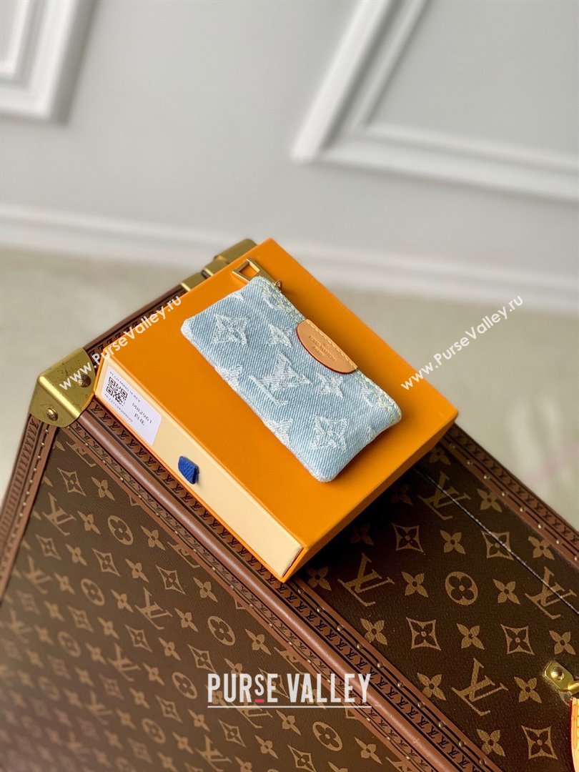 Louis Vuitton Key Pouch in Monogram Denim 100% GOTS-certified Cotton M82961 Blue 2024 (K-24061230)