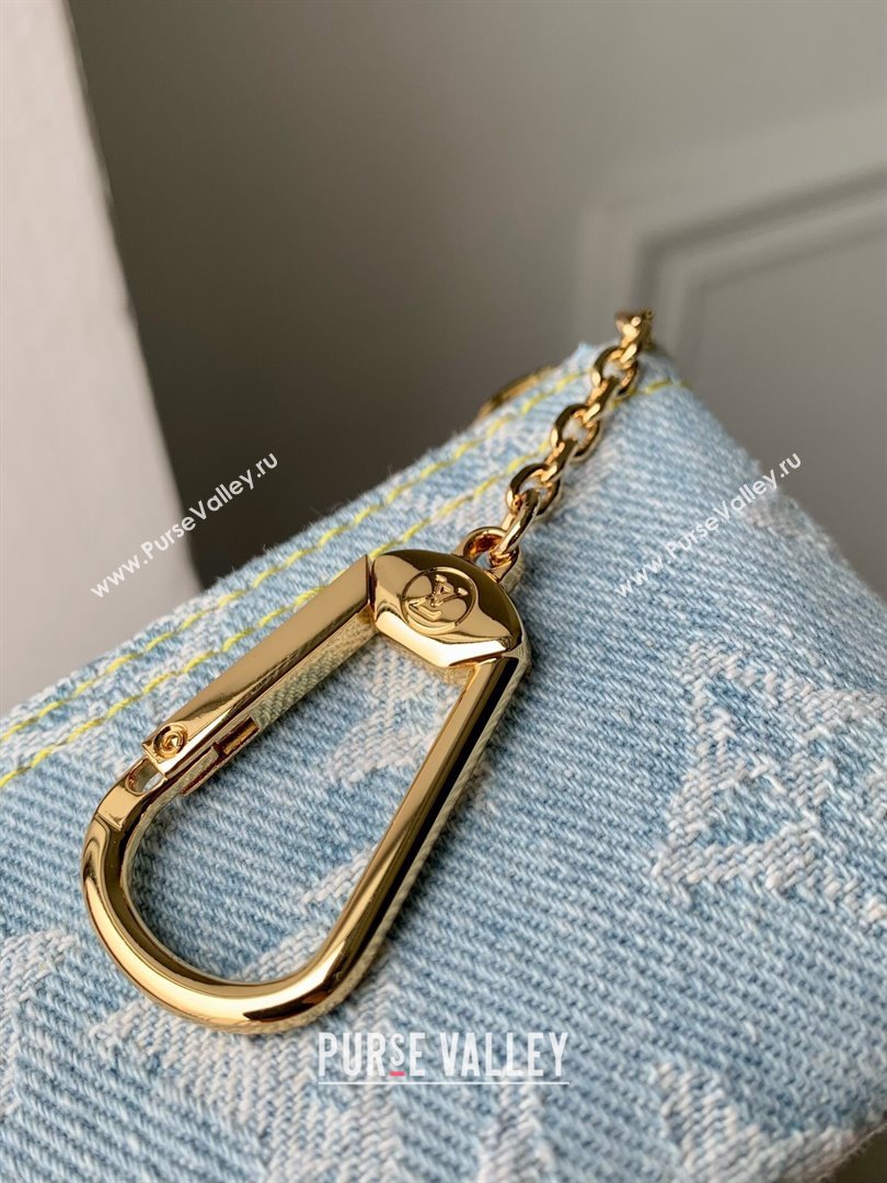 Louis Vuitton Key Pouch in Monogram Denim 100% GOTS-certified Cotton M82961 Blue 2024 (K-24061230)