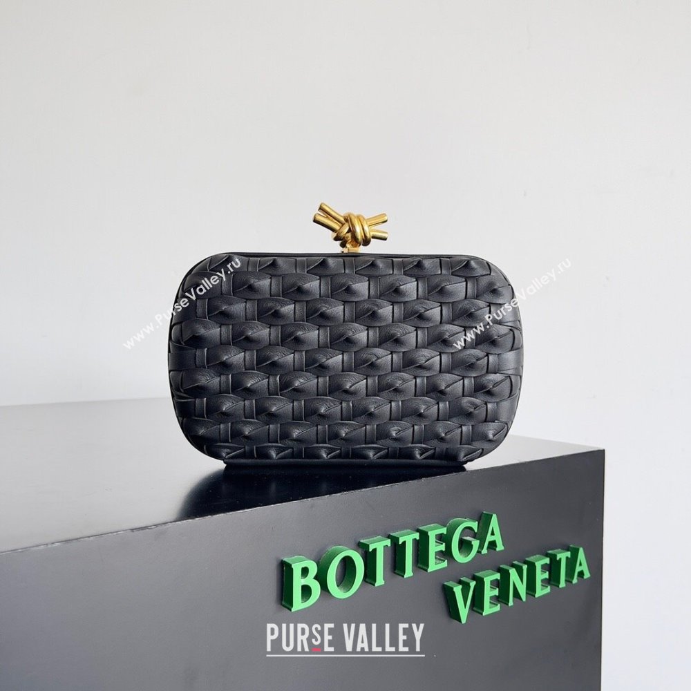 Bottega Veneta Knot Minaudiere Clutch in Knotted Intreccio Leather 717622 Black 2023 (MS-23101315)