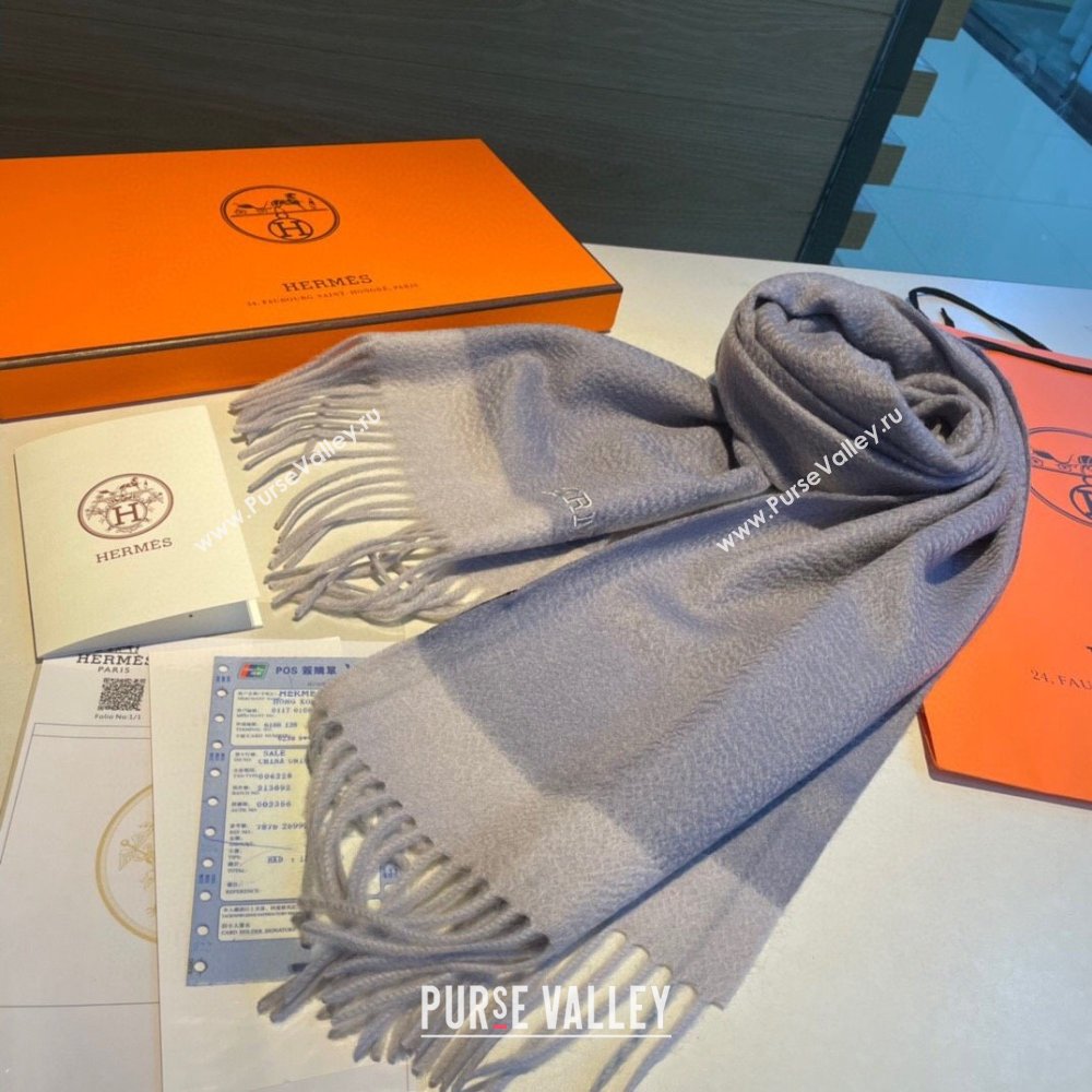 Hermes Cashmere Long Scarf 30x185cm H11707 Grey 2023 (A-23111707)