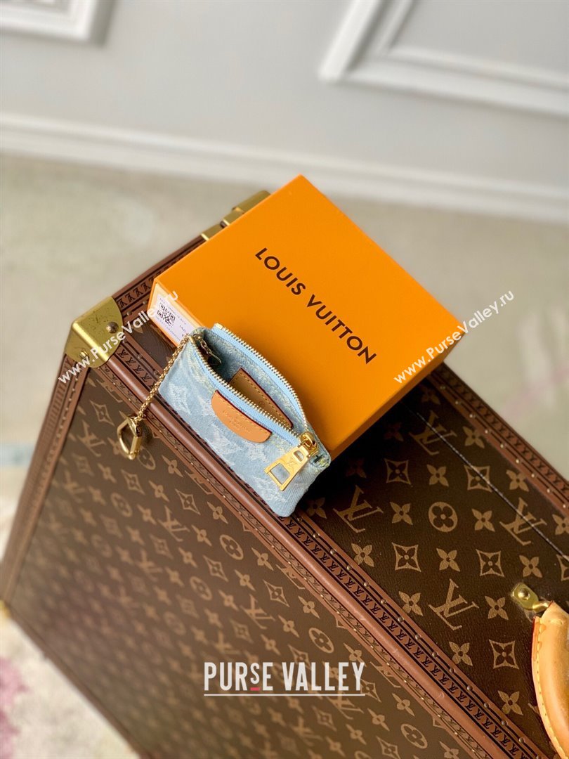 Louis Vuitton Key Pouch in Monogram Denim 100% GOTS-certified Cotton M82961 Blue 2024 (K-24061230)