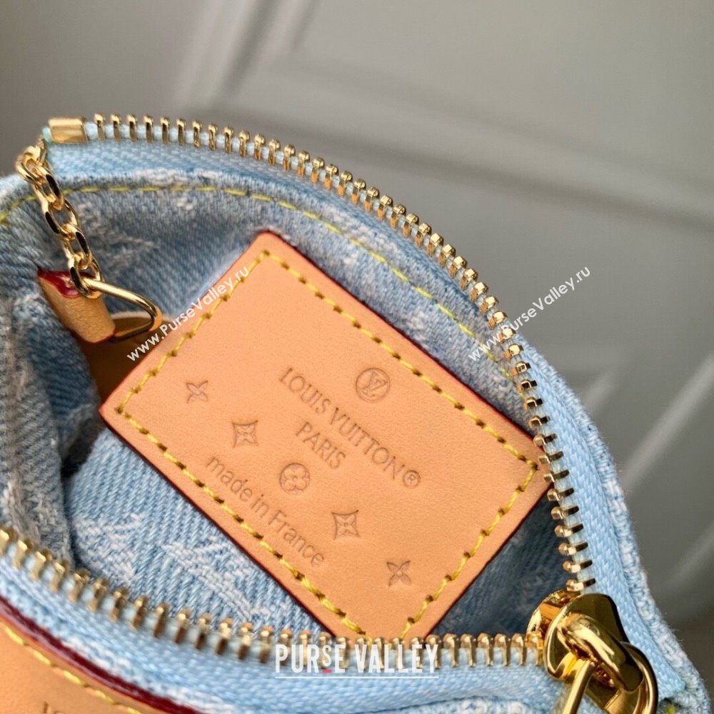 Louis Vuitton Key Pouch in Monogram Denim 100% GOTS-certified Cotton M82961 Blue 2024 (K-24061230)