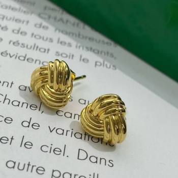 Bottega Veneta Intreccio Stud Earrings Gold 2025 838176 (YF-250725086)
