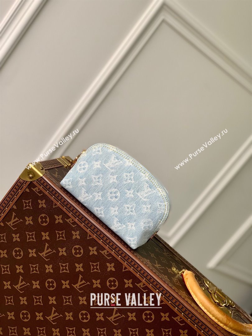 Louis Vuitton Pochette Cosmetique PM Pouch in Monogram Denim 100% GOTS-certified Cotton M83616 Blue 2024 (K-24061231)