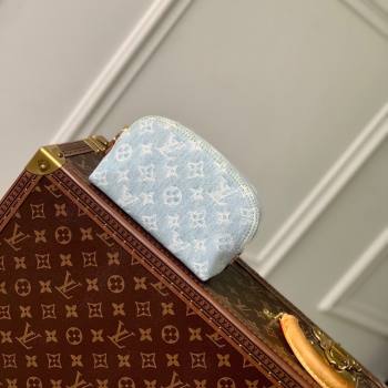 Louis Vuitton Pochette Cosmetique PM Pouch in Monogram Denim 100% GOTS-certified Cotton M83616 Blue 2024 (K-24061231)