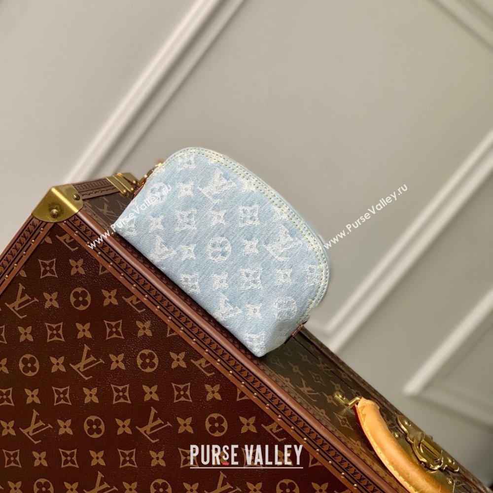 Louis Vuitton Pochette Cosmetique PM Pouch in Monogram Denim 100% GOTS-certified Cotton M83616 Blue 2024 (K-24061231)