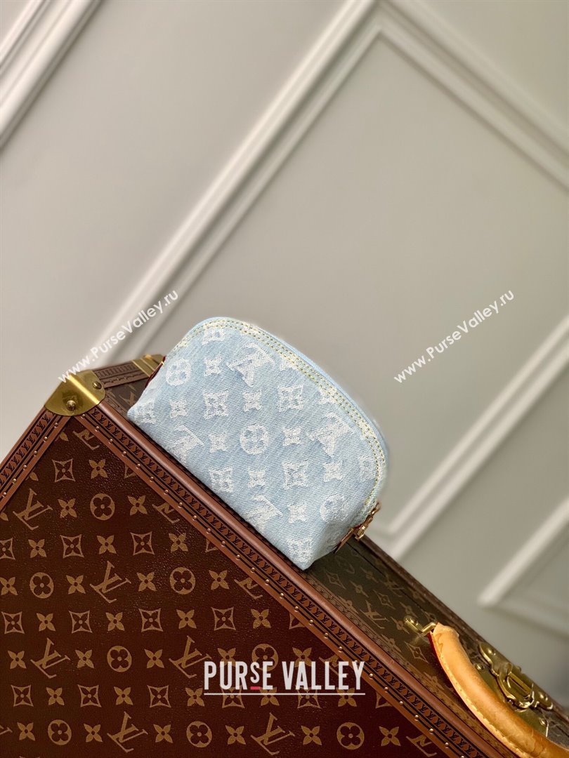 Louis Vuitton Pochette Cosmetique PM Pouch in Monogram Denim 100% GOTS-certified Cotton M83616 Blue 2024 (K-24061231)