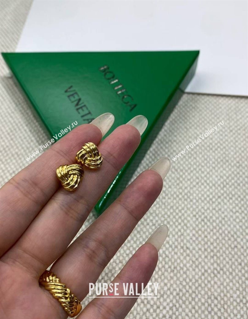 Bottega Veneta Intreccio Stud Earrings Gold 2025 838176 (YF-250725086)