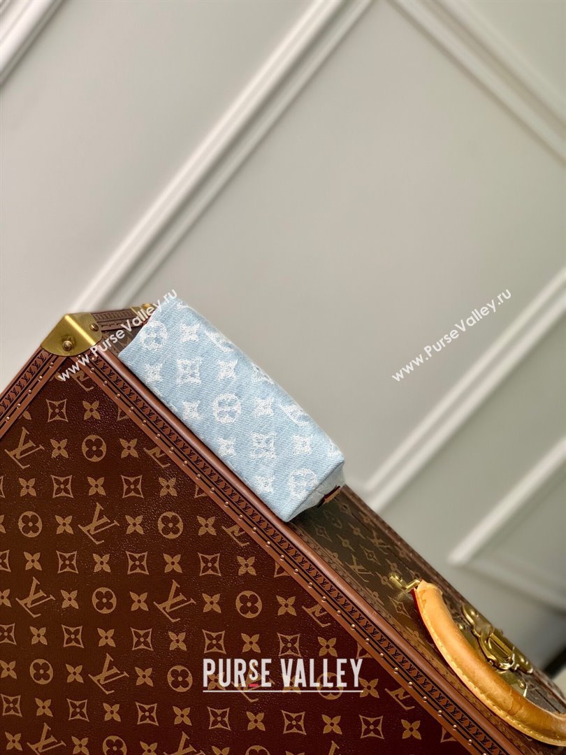 Louis Vuitton Pochette Cosmetique PM Pouch in Monogram Denim 100% GOTS-certified Cotton M83616 Blue 2024 (K-24061231)