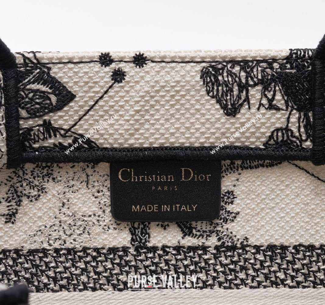 Dior Medium/Large Book Tote Bag in White and Black Toile de Jouy Zodiac Embroidery 2024 (DMZ-240312063)