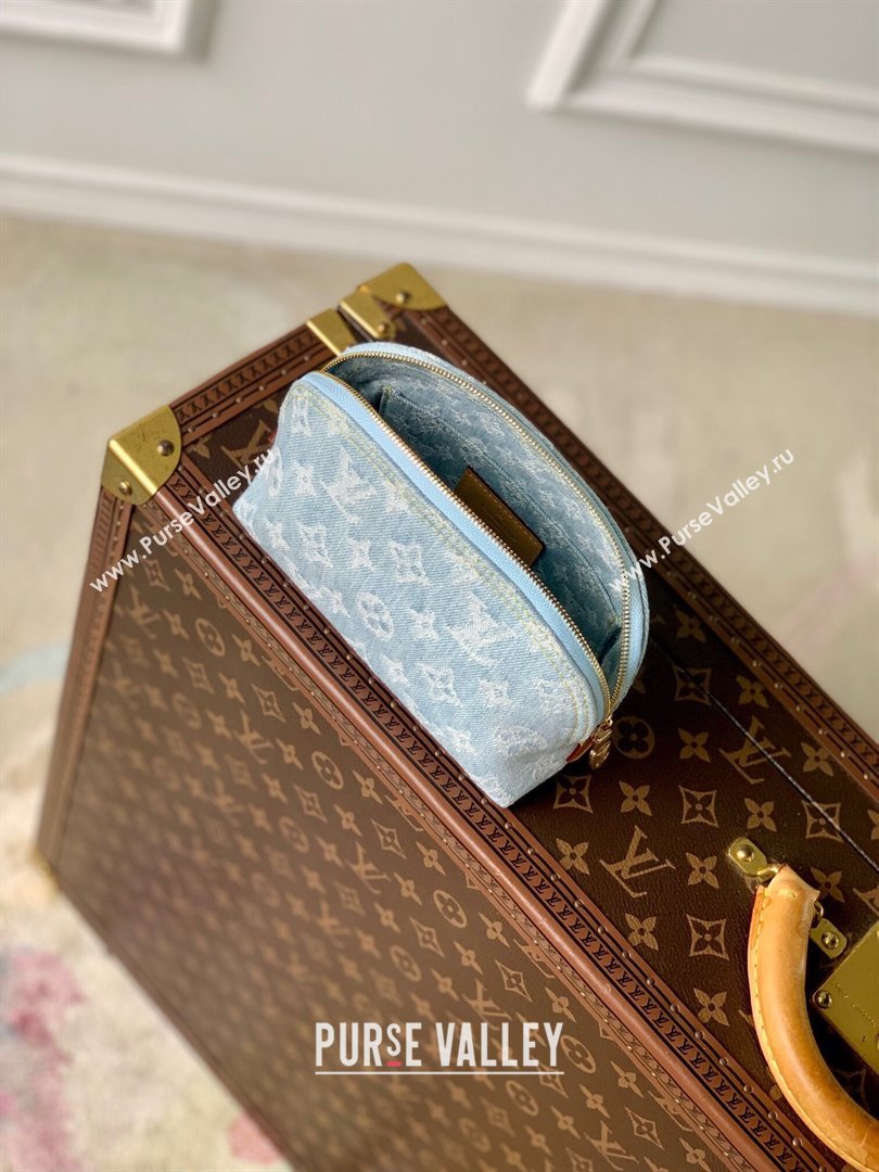 Louis Vuitton Pochette Cosmetique PM Pouch in Monogram Denim 100% GOTS-certified Cotton M83616 Blue 2024 (K-24061231)