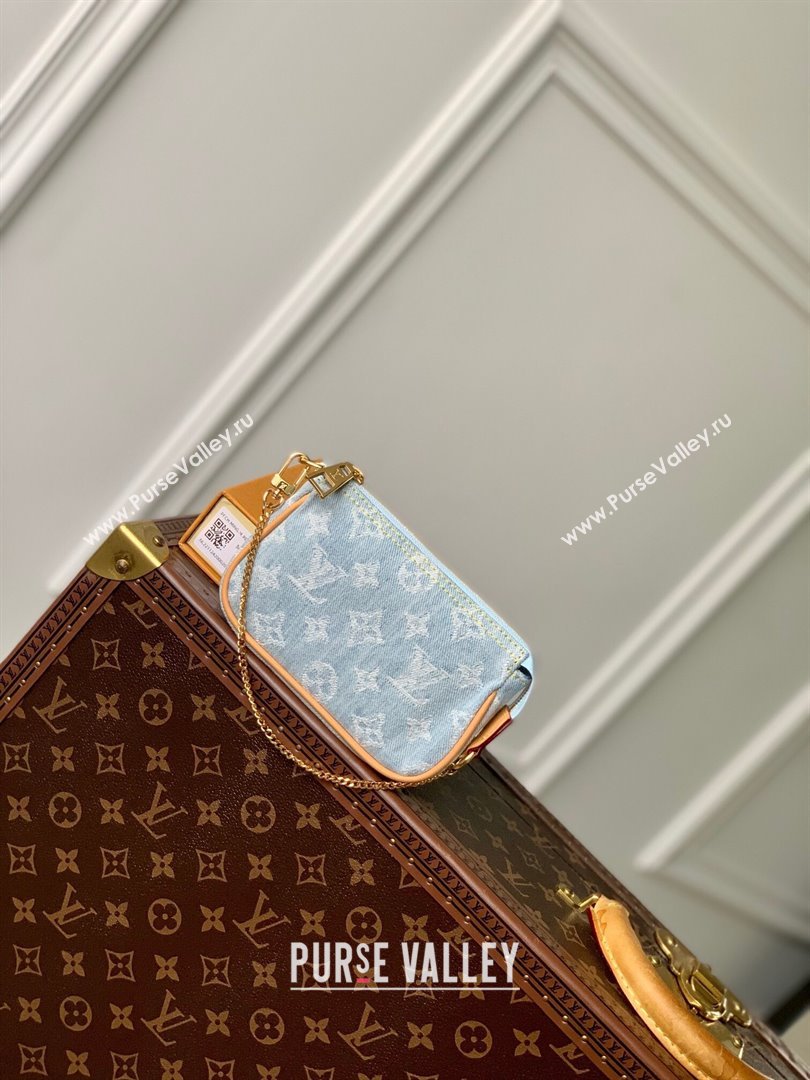 Louis Vuitton Mini Pochette Accessories in Monogram Denim 100% GOTS-certified Cotton M82960 Blue 2024 (K-24061229)