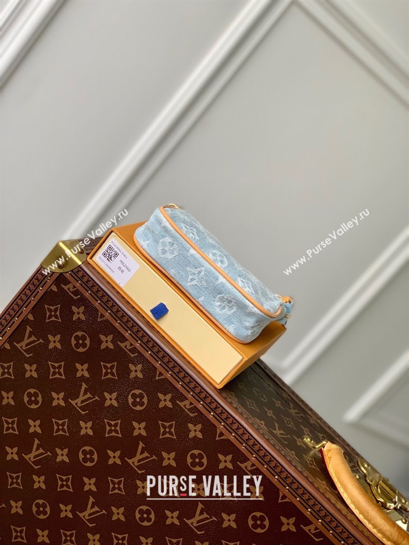 Louis Vuitton Mini Pochette Accessories in Monogram Denim 100% GOTS-certified Cotton M82960 Blue 2024 (K-24061229)